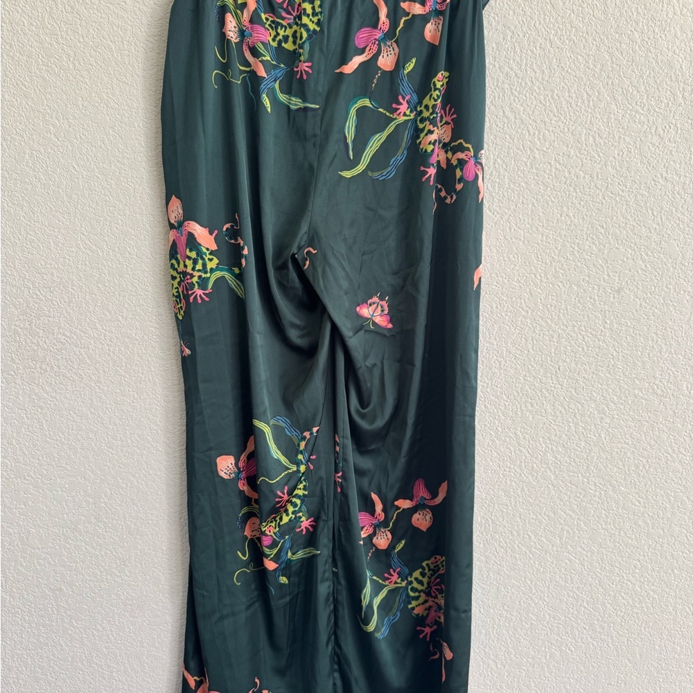 SOMA 2 piece pajama lounge set size large Floral-Print Relaxed Pants Dark Green - Picture 7 of 9